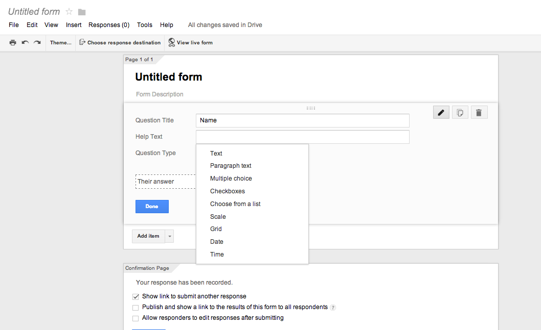 Google form add fields